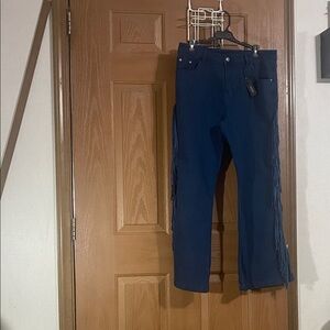 Stylish Blue Fringe Pants for Women